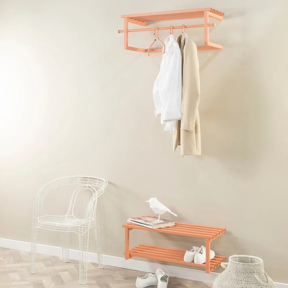 Scarpiera color salmone in metallo da parete 71x26x34 cm Marco – Spinder Design