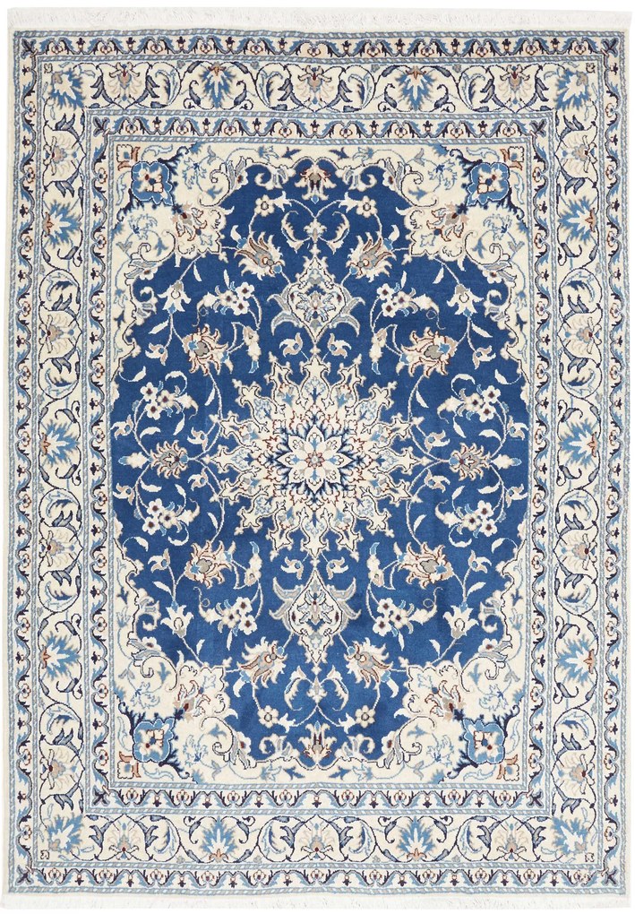 Nain Tappeto persiano 150 x 200 Blu (Iran) Annodato A Mano