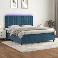 Letto a Molle con Materasso e LED Blu Scuro 180x200 cm 3136381