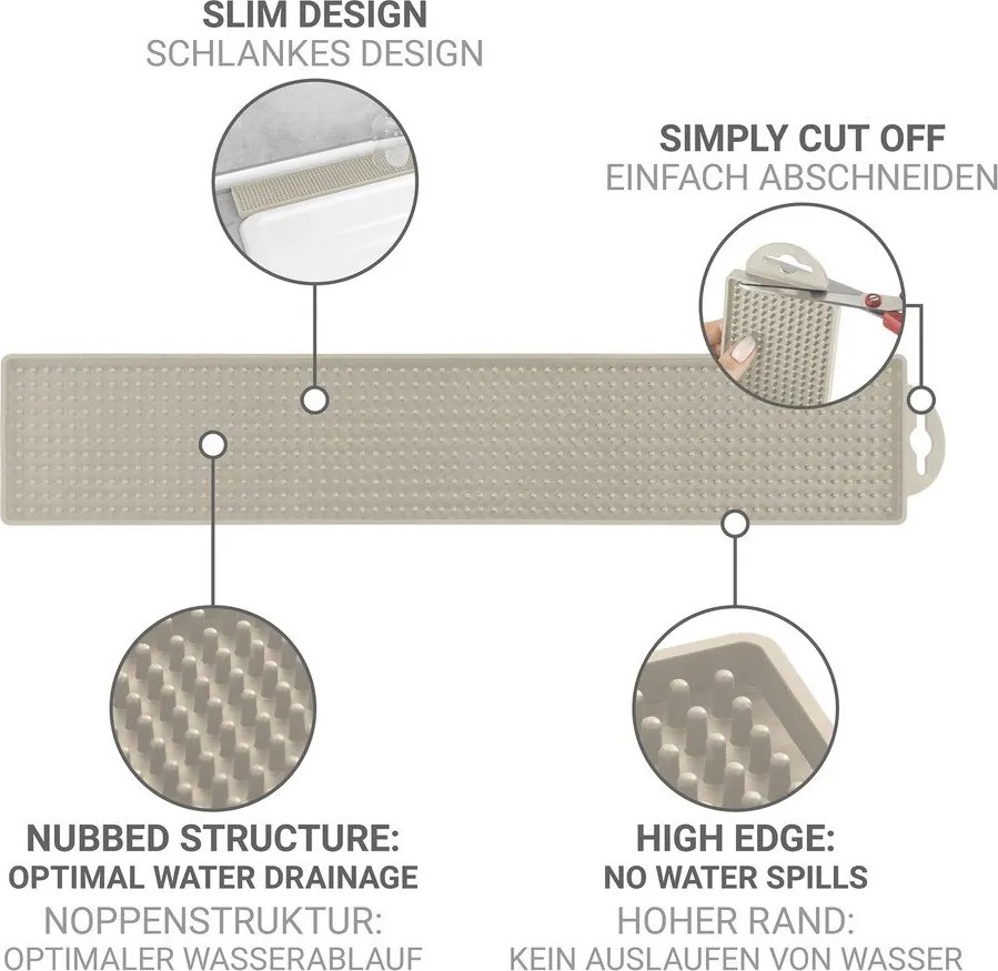 Tappetino scolapiatti beige in plastica 42x8 cm Slim – Wenko