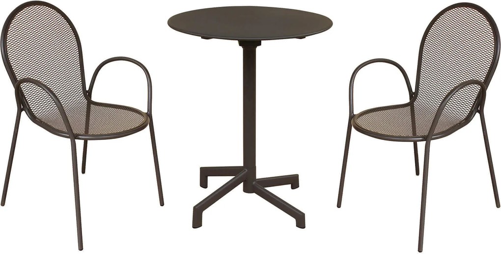 OPERA - set tavolo in metallo cm Ø 60 x 74 h con 2 poltrone Maris