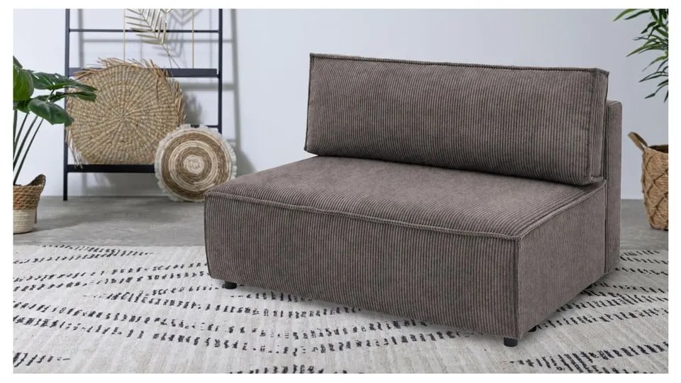 Modulo divano in velluto a coste marrone chiaro, pezzo centrale Nihad modular - Bobochic Paris