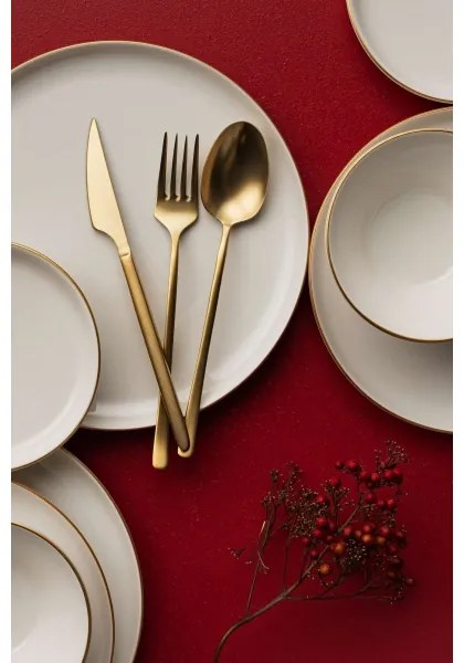 Set da tavola 16 pezzi beige/oro in porcellana