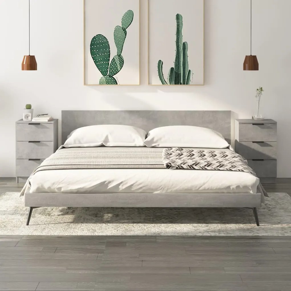 Comodini 2 Pz Grigio Cemento 40x36x65 Cm /