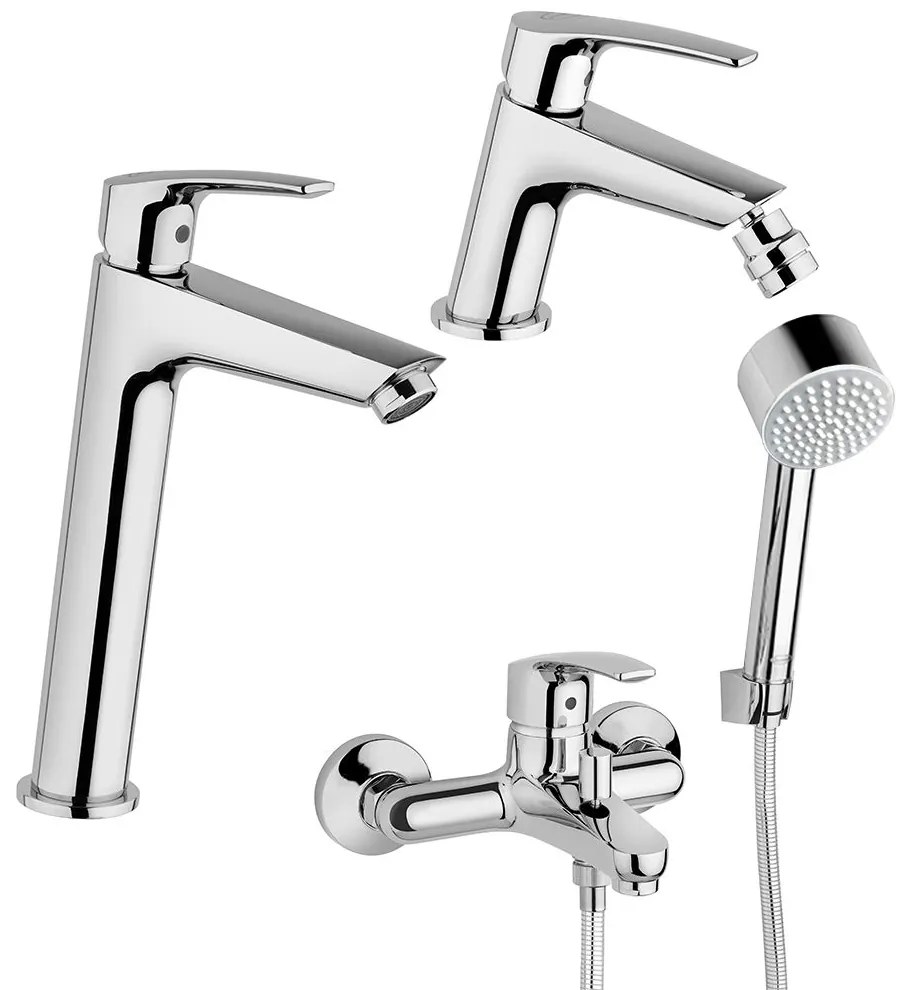 Set miscelatori Jacuzzi Rubinetteria Lucente lavabo alto bidet per pilatta click clack e incasso doccia con gruppo vasca