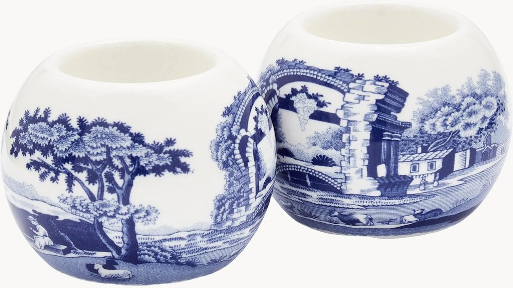 Set di 2 portalumini in porcellana Blue Italian