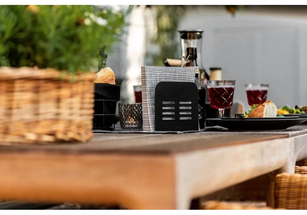 Set portaposate e portatovaglioli in metallo Black Outdoor Kitchen Baco - Wenko