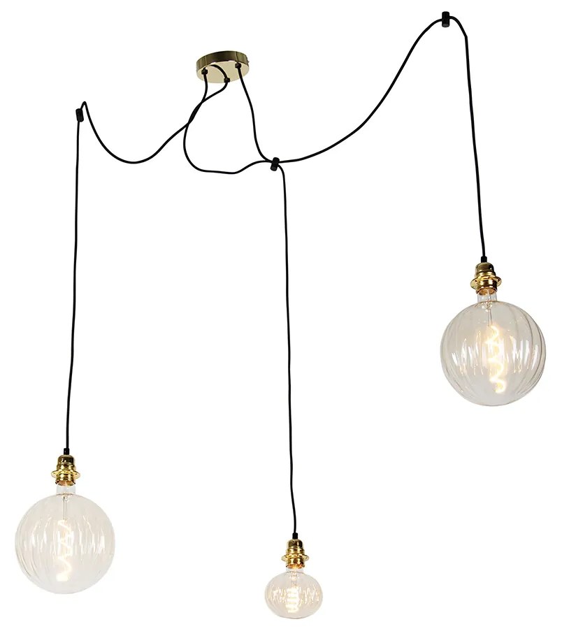 Lampada a sospensione oro 3 luci con LED ambra dimmerabile - Cava Luxe