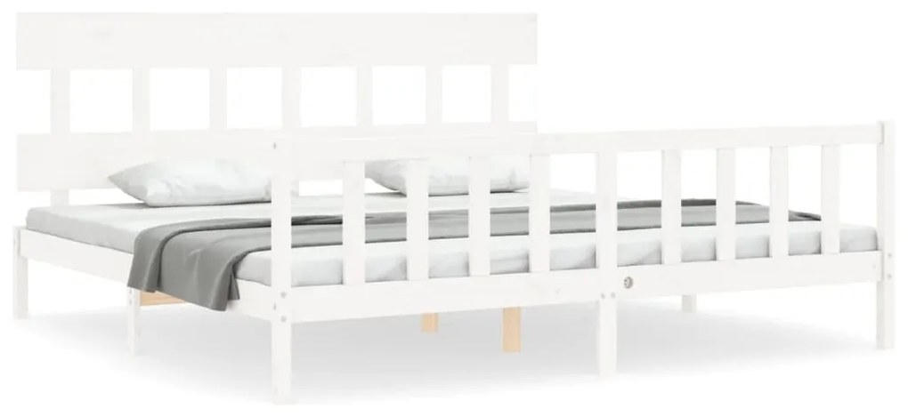 Giroletto con testiera bianco 200x200 cm in legno massello