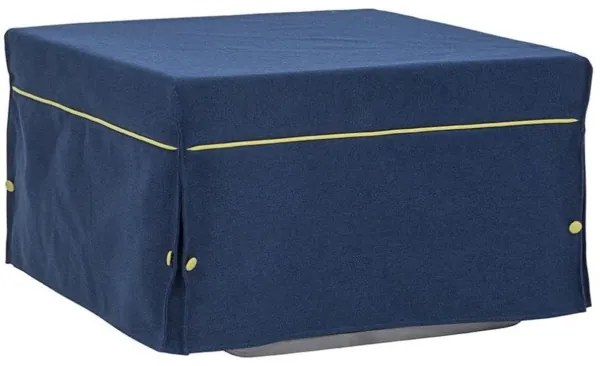 Pouf letto brandina pieghevole 80x80 cm BIN con tessuto Blu
