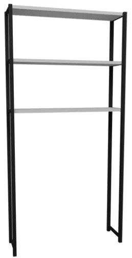 Mobile Coprilavatrice Stile Industrial 70x21x150 Con 3 Ripiani Ida Bianco