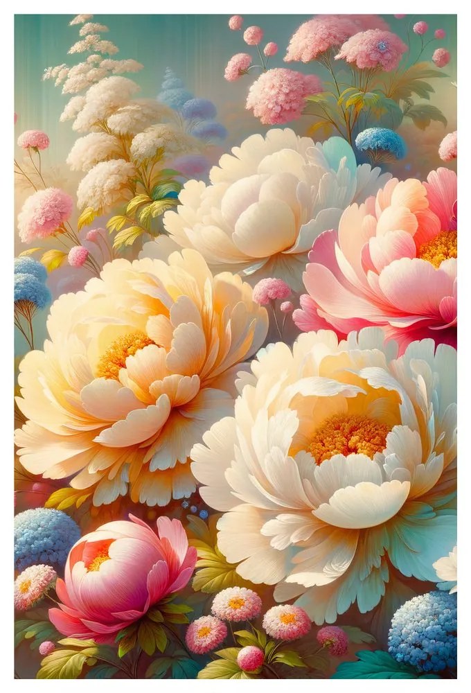 Quadro su tela – Giardino romantico con peonie