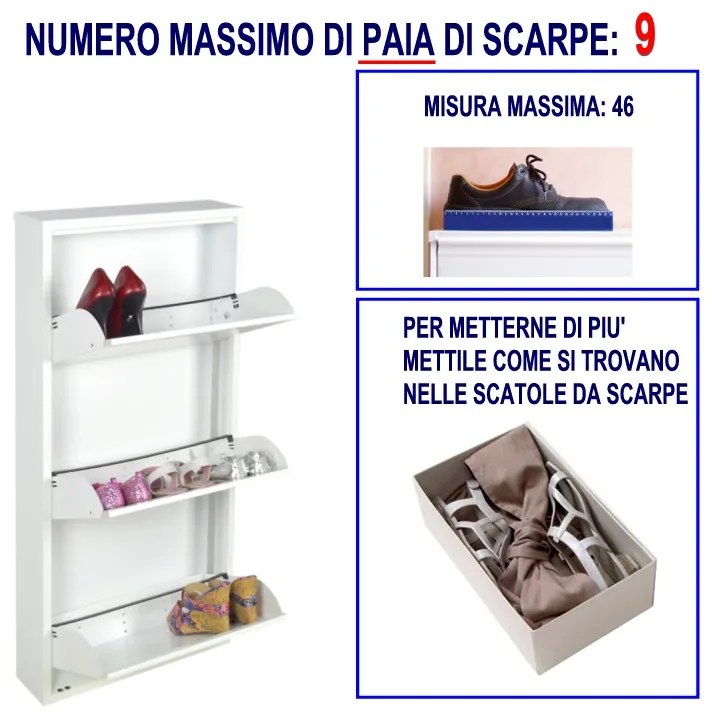 Scarpiera Slim Originale, 9 paia di scarpe, Col. Bianco