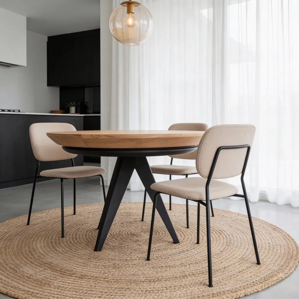 Tavolo da pranzo rotondo con piano effetto rovere allungabile con estensione ø 120 cm Magnus – Windsor &amp; Co Sofas