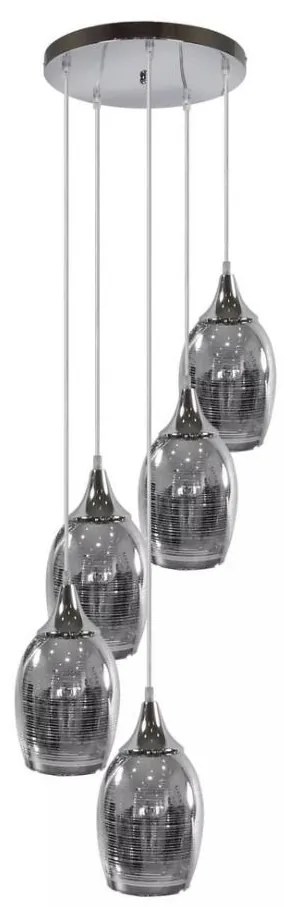 Lampadario a sospensione con filo MARINA 5xE27/60W/230V cromo