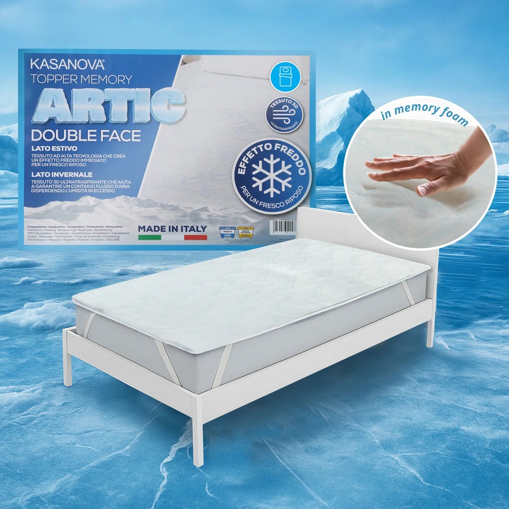 Topper singolo memory effetto rinfrescante Artic