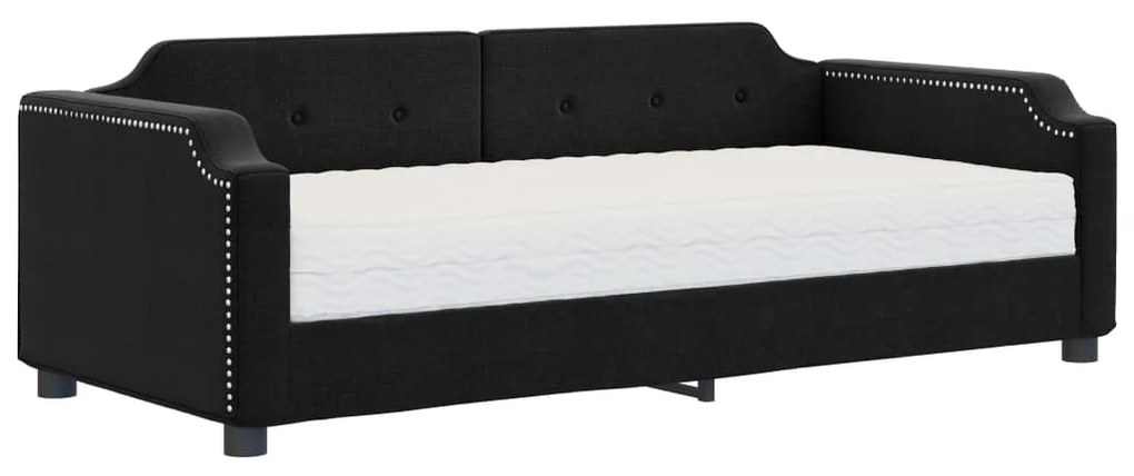 Divano letto con materasso nero 100x200 cm in tessuto