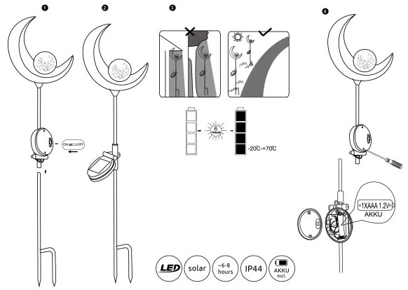 Globo 33466 - Lampada solare LED SOLAR LED/0,02W/3V 600mAh IP44 bronzo