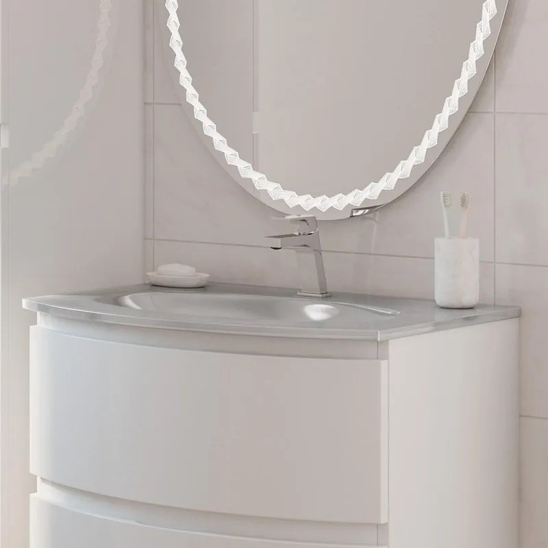 Lavabo da appoggio Sting a incasso rettangolare in vetro L 70 x P 52 x H 16 cm bianco