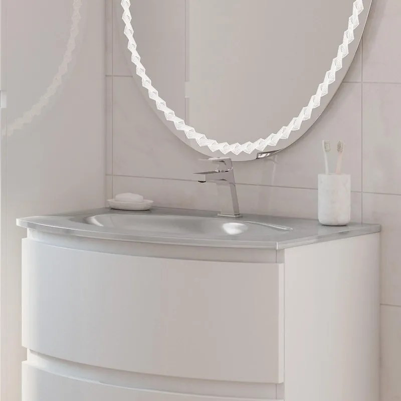 Lavabo da appoggio Sting BADEN HAUS rettangolare in vetro L 70 x H 16 x P 52 cm bianco