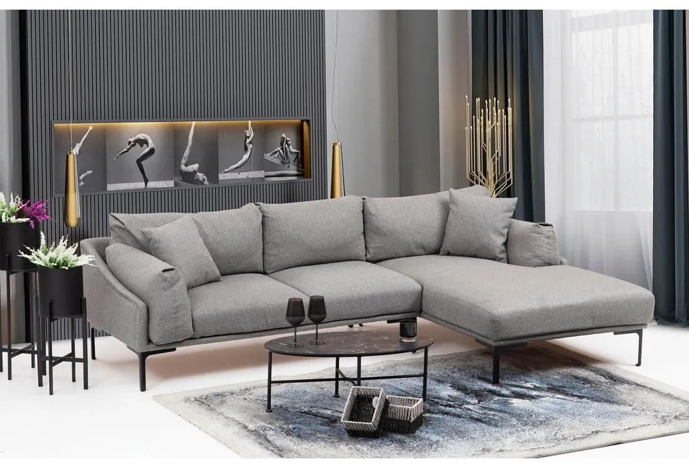 Divano angolare grigio , angolo destro Leo - Artie