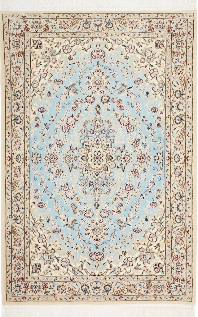 Nain Tappeto 120x80 Blu (Iran) Annodato A Mano