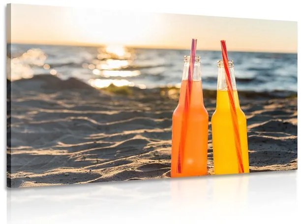 Quadro su tela – Bevanda rinfrescante sulla spiaggia