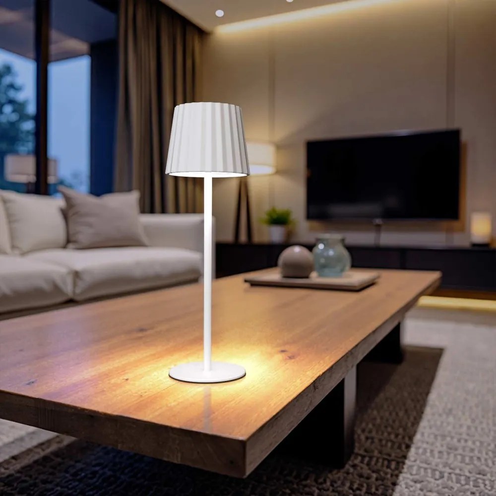 Lampada da Tavolo Ricaricabile 2.2W, IP54 CCT Dimmerabile - Bianco Rigato Colore del corpo Bianco