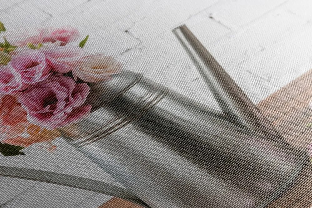 Quadro su tela – Bouquet di fiori in annaffiatoio