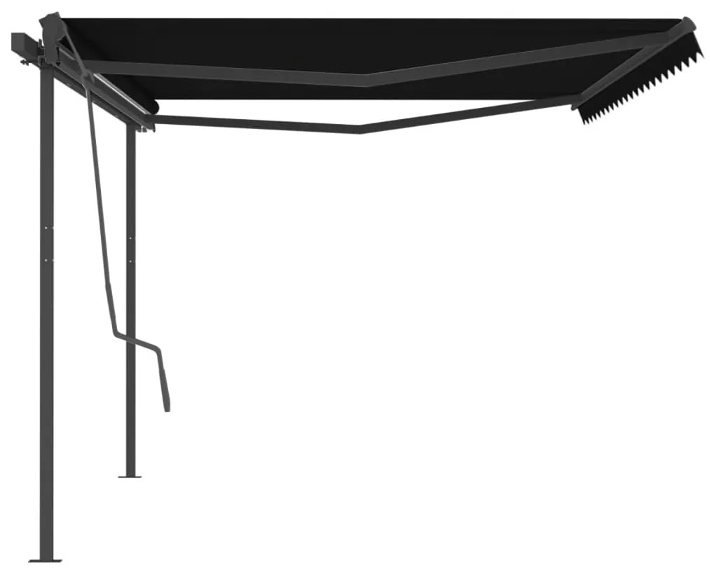 Tenda da Sole Retrattile Manuale con Pali 5x3 m Antracite