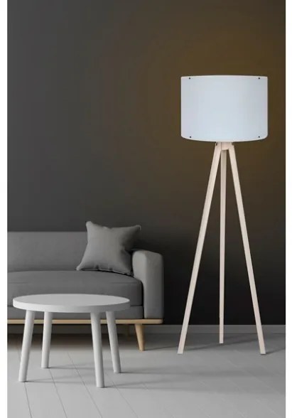 Lampada Treppiede Da Terra 38x145 Cm Design Moderno Bianco e Crema