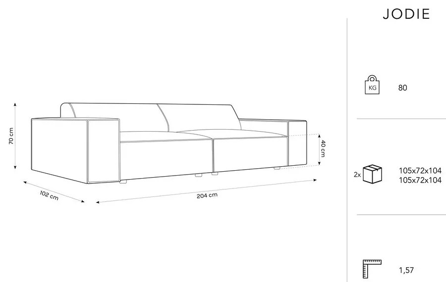 Divano in tessuto bouclé beige 204 cm Jodie - Micadoni Home