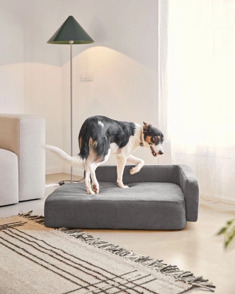 Kave Home - Fodera cuccia grande per animali Bowie grigio scuro 73 x 98 cm