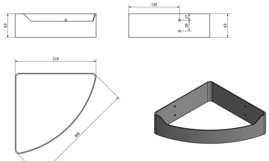 Aqualine - Mensola per doccia ad angolo SAMBA 21,8x30 cm cromo lucido