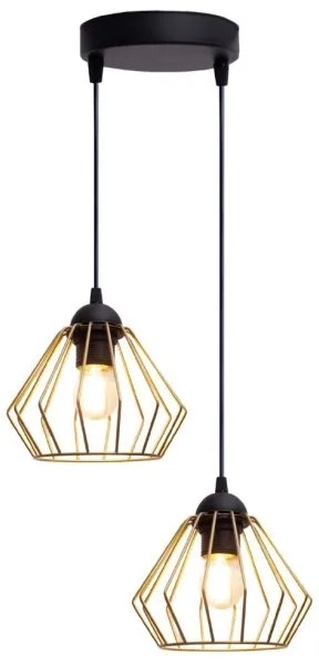 Lampadario a sospensione con filo CEED GOLD 2xE27/60W/230V diametro 28 cm nero/oro