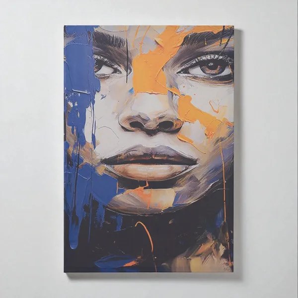 Quadro moderno verticale su tela 60x90 cm con ritratto di donna colorato