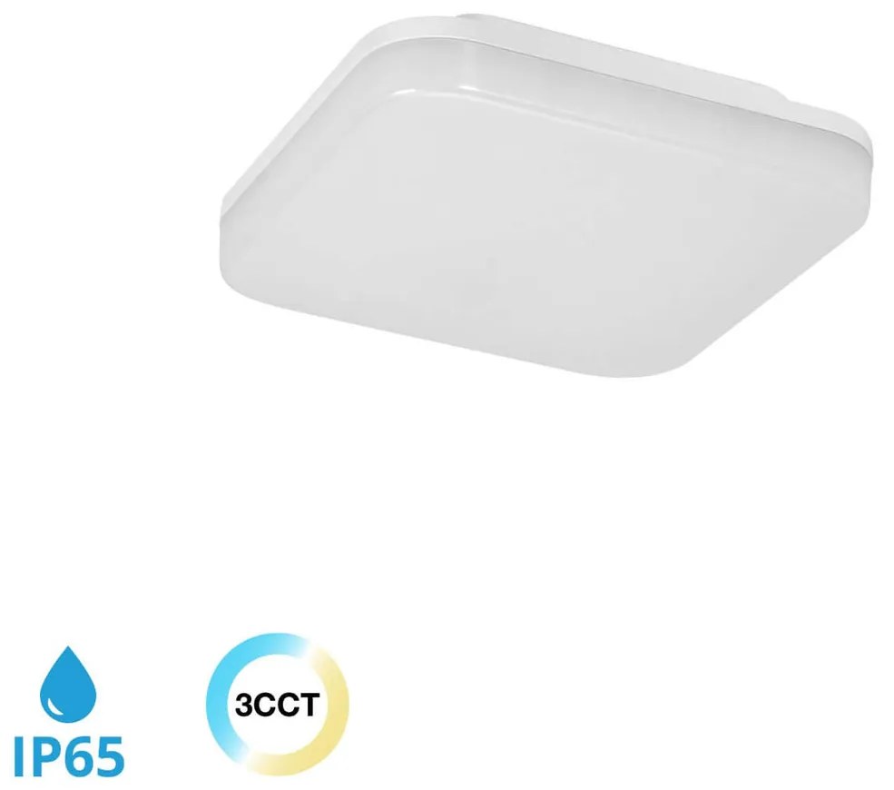 Plafoniera LED 18W IP65 Quadrata 22x22cm CCT Bianco Variabile