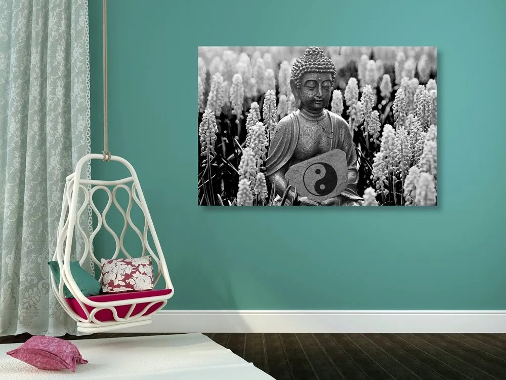 Quadro su tela – Buddha del Jin e Jang in bianco e nero