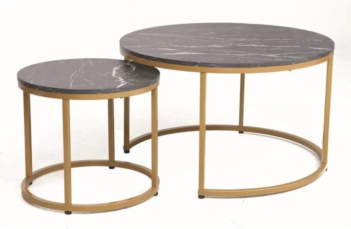 Set di Tavolini da caffè Dion effetto marmo nero/oro