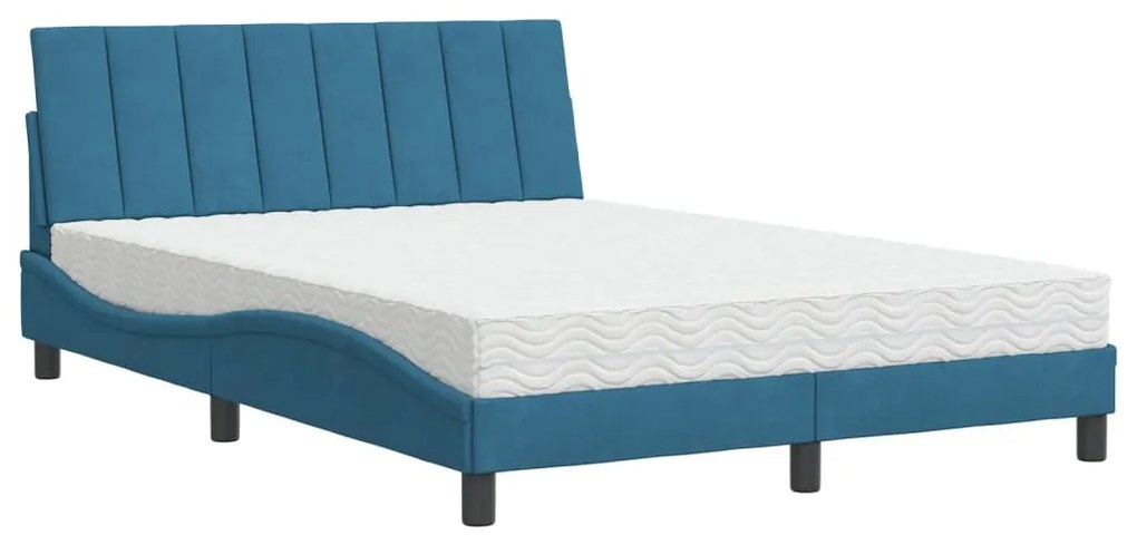 Letto con materasso blu 120x200 cm in velluto