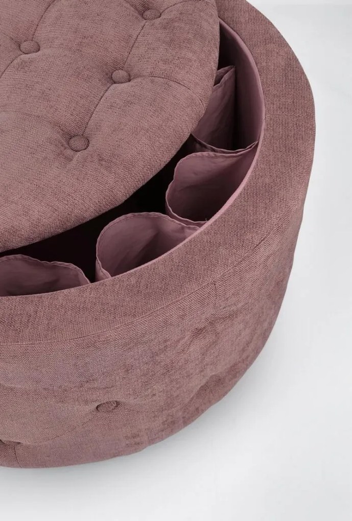 Pouf contenitore porta scarpe ERNESTINE in tessuto rosa scuro