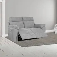 Divano 2 posti recliner elettrico tessuto grigio Boston 160x100x102H