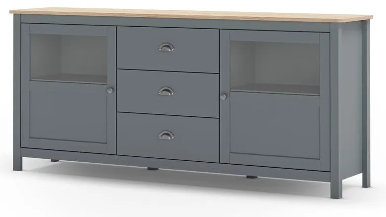 Cassettiera verde polveroso in pino massiccio 180x80x40 cm Misti – Marckeric