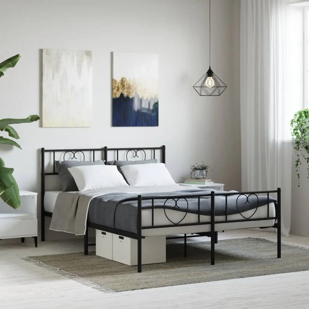 Giroletto Con Testiera E Pediera Metallo Nero 140x190 Cm /