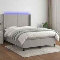 Letto a Molle Materasso e LED Grigio Chiaro 140x200 cm Tessuto 3138157