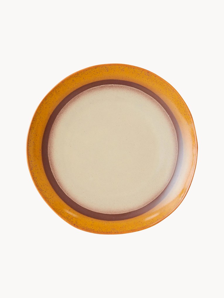 Set di 2 piatti piani fatti a mano con smalto reattivo 70's