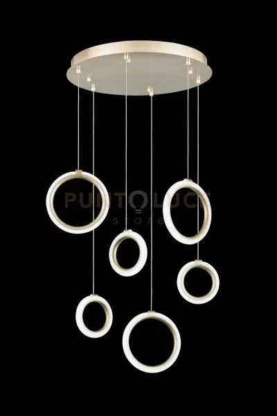 Sospensione 6 luci pinta oro led 3000k 2520lm 42w dimmerabile senza...