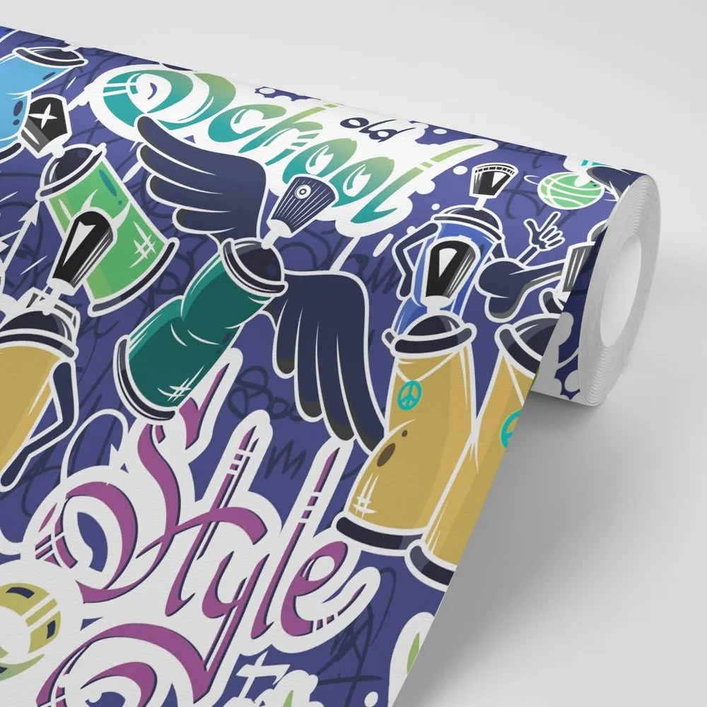 Carta da parati autoadesiva – Street art allegro in viola