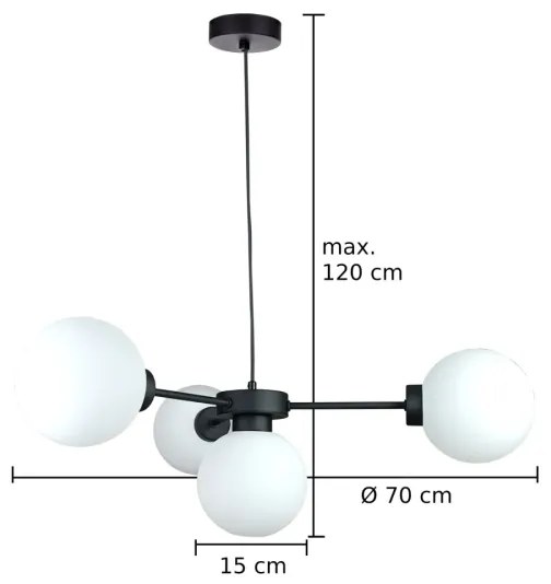 Lampadario a sospensione con filo KALIOPE 4xE14/50W/230V nero/bianco