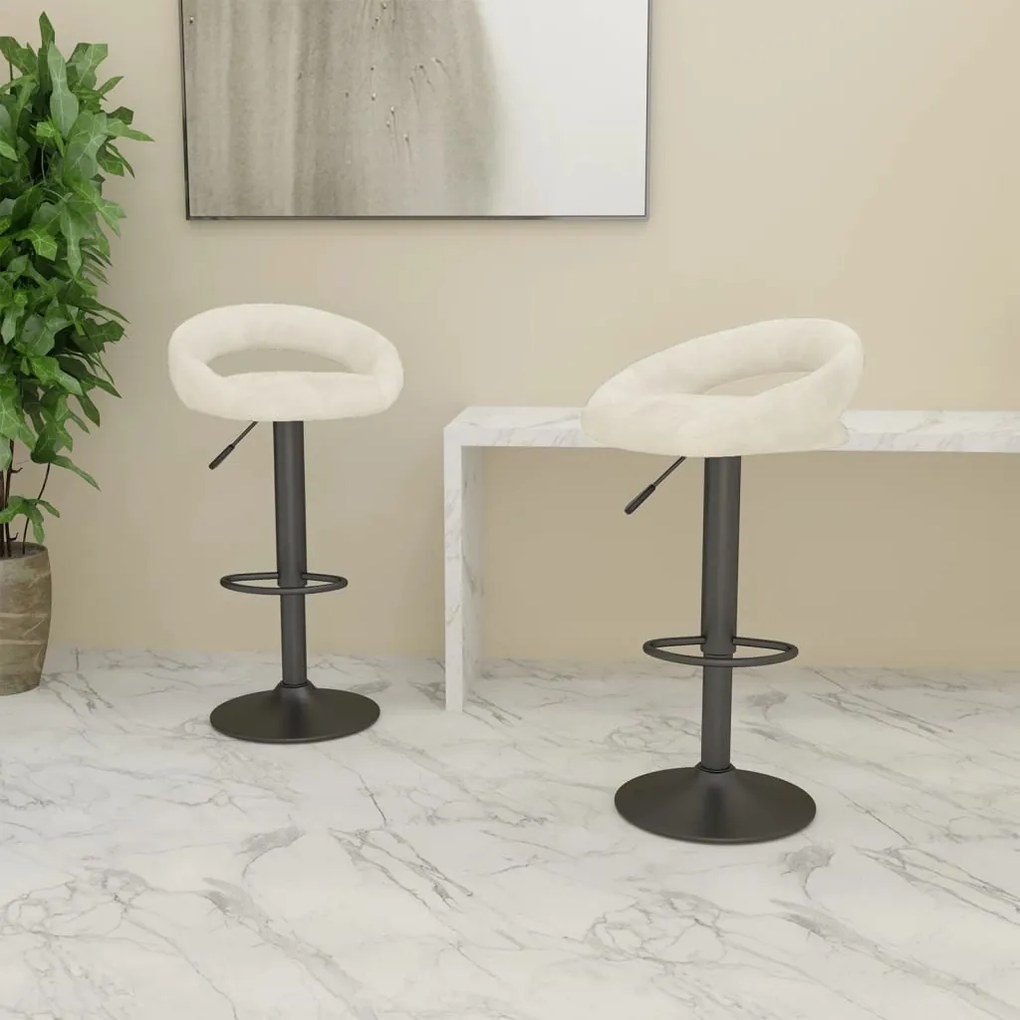 Sgabelli Da Bar 2 Pz Crema İn Velluto /